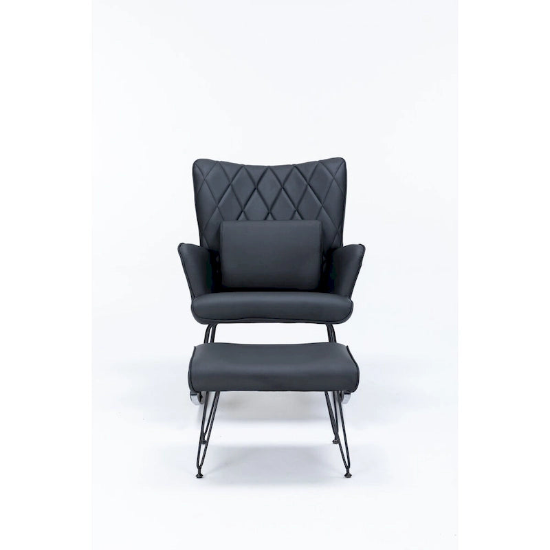 Rocking Chair, Glider Chair, Rocking Accent Chair with Lumbar Pillow and Ottoman for Nursery/Living Room/Bedroom