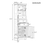 Black Tall Storage Cabinet with 3 Drawers and Adjustable Shelves for Bathroom,Study,Office and Interior