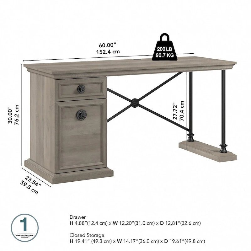 60W Designer Desk with Storage